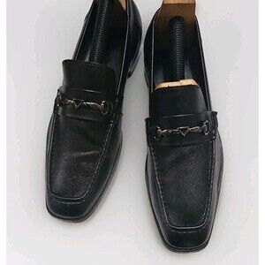 Guess Alders Loafers Men's 10.5 Black Crosshatch Leather Horsebit Driving Shoes